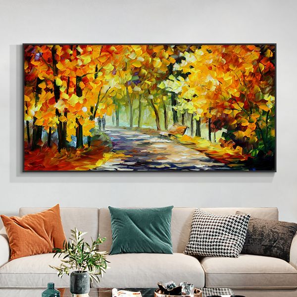 Alberi astratti Paesaggio Pittura a olio Stampa su tela Poster Soggiorno moderno Decorazione murale Immagine Wall Art Canvas Painting