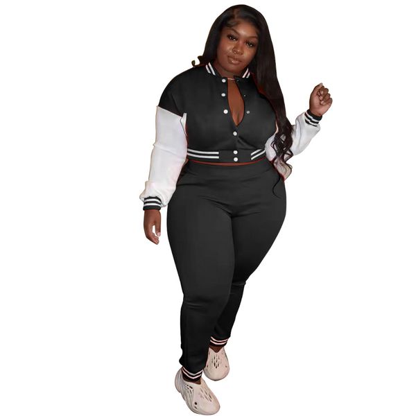 

large women's suit baseball suit two piece pants, White
