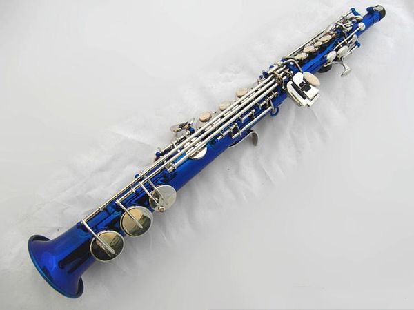 Guscio per sassofono soprano professionale blu di alta qualità in si bemolle chiavi placcate in oro strumento per sax soprano di livello professionale