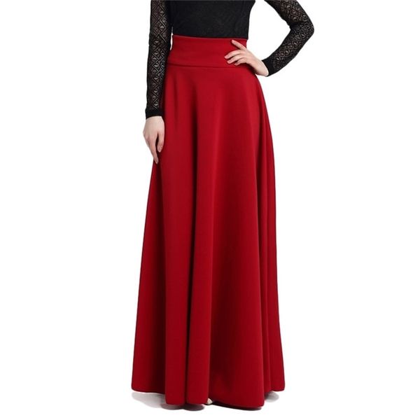 

2020 summer maxi long women s skirts casual scuba fabric loose high waist pleated skirt plus size t200712, Black