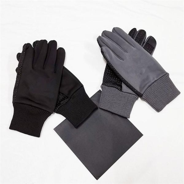 

brand design glove for men winter warm five fingers mens outdoor waterproof gloves 874, Blue;gray