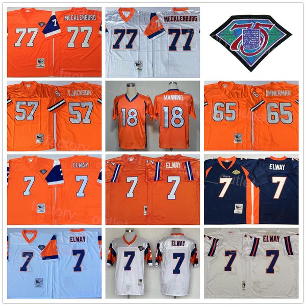

throwback mitchell and ness football 7 john elway jersey 1977 1990 1994 75th 57 tom jackson 77 karl mecklenburg 65 gary zimmerman 18 peyton, Black;red