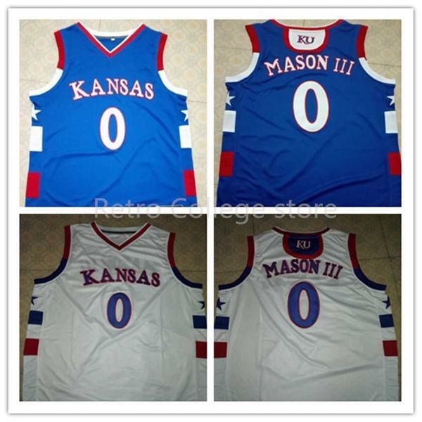 Sjzl98 Frank Mason III # 0 KU 'S Kansas Jehhawks Трикотажные изделия Мужская 100% двойное сшитое высокое качество Баскетбольная майки настроить любое имя и номер