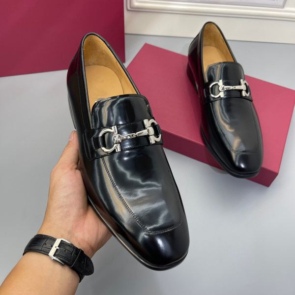 

2022formal dress shoes for gentle brands designer men genuine leather pointed toe mens business oxfords casual shoes, Black