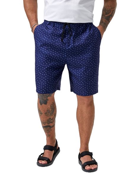 

extended sizes men geo print drawstring waist shorts t38r#, White;black