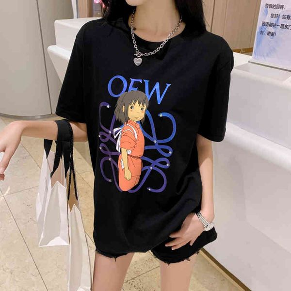 

luojia 2022 spring summer new couple's printing drill short sleeve t-shirt for men and women, White