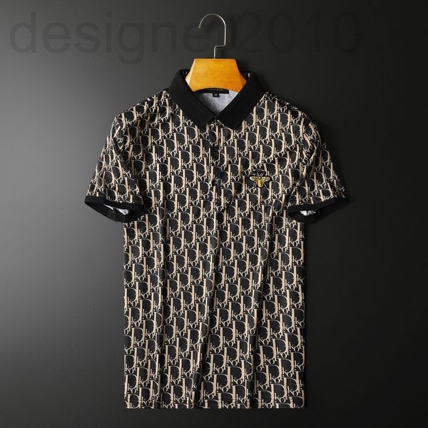 

men's t-shirts designer 2022 summer new men's mercerized cotton short sleeved t-shirt slim lapel polo printed youth casual shirt, White;black