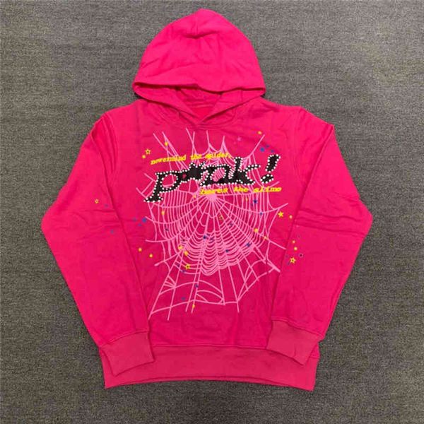 

pullover red sp5der young thug 555555 angel hoodies men shoe printing spider web sweatshirts, Black