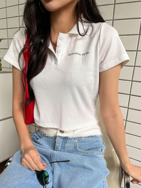 

dazy letter graphic polo neck tee 36pa#, White