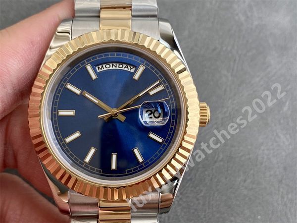 

men watch blue dial sapphire 40mm jubilee week asia 2813 movement two tone stainless steel casual business automatic gs&factory mens wristwa, Slivery;brown