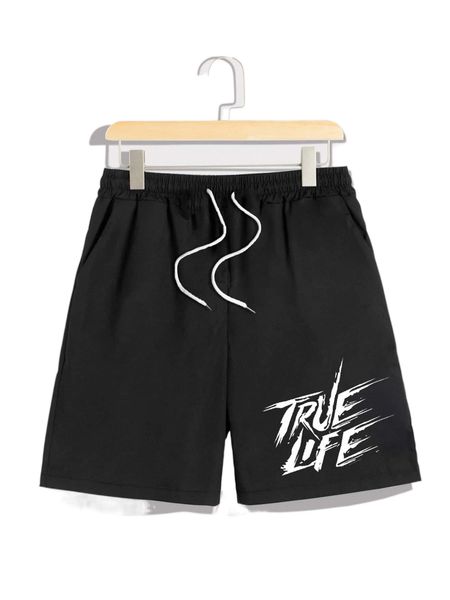 

men letter graphic drawstring shorts w69e#, White;black