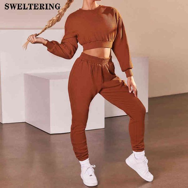 Conjunto de esportes Mulheres ioga de manga longa Cultura superior de cintura elástica Roupas de treino para tracksuit Winter Home J220706