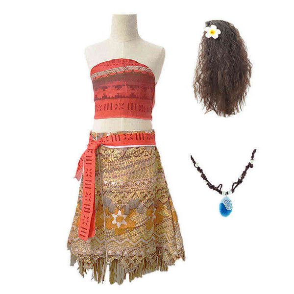 

girls moana dress kids adventure outfit beach summer moana vaiana comes dresses kids party princess cosplay for children l220715, Red;yellow