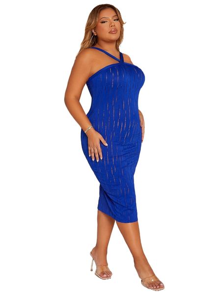 

sxy plus criss cross bodycon dress 89ju#, Black