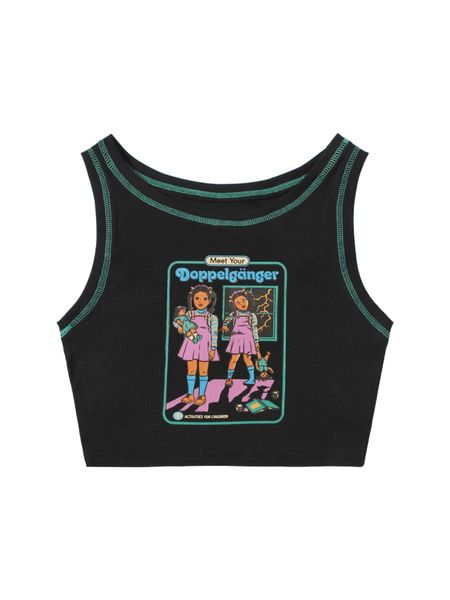 

romwe x stevenrhodes street life figure graphic tank s1tp#, White