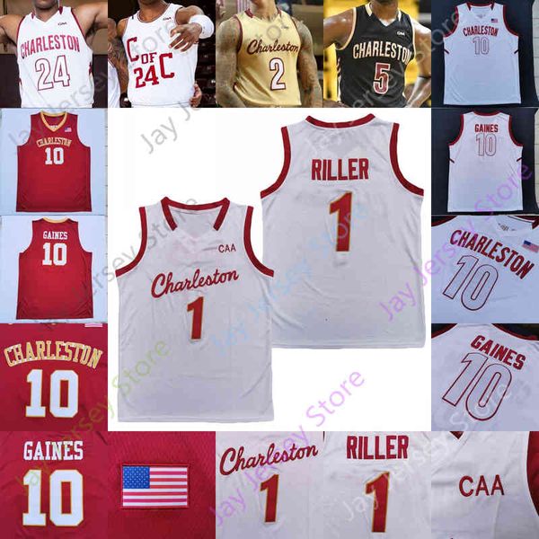 

charleston cougars basketball jersey ncaa college grant riller brevin galloway jaylen mcmanus sam miller zep jasper brantley chealey johnson, Black