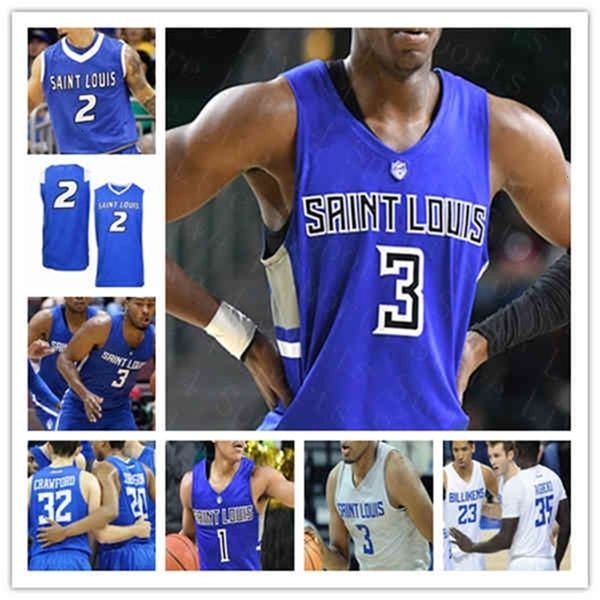 Chen37 Özel NCAA Koleji Basketbol Billikens Jersey Gibson Jimerson Yuri Collins Marten Linssen Nesbitt Francis Okoro Terrence Hargrove Jr. Fred