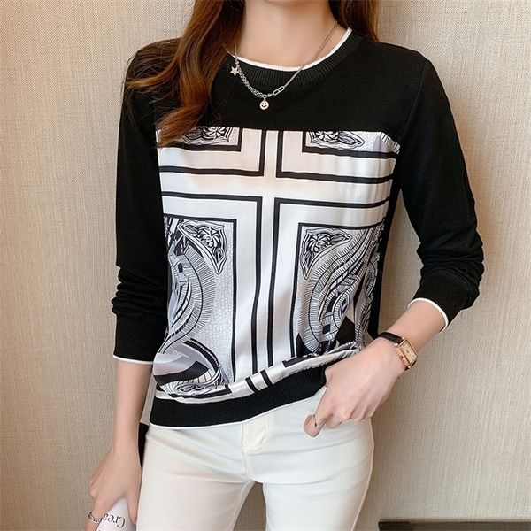 

basic bottoming shirts long sleeve women's tshirt fashion casual printing t shirt ladies o-neck tee shirt 220408, White