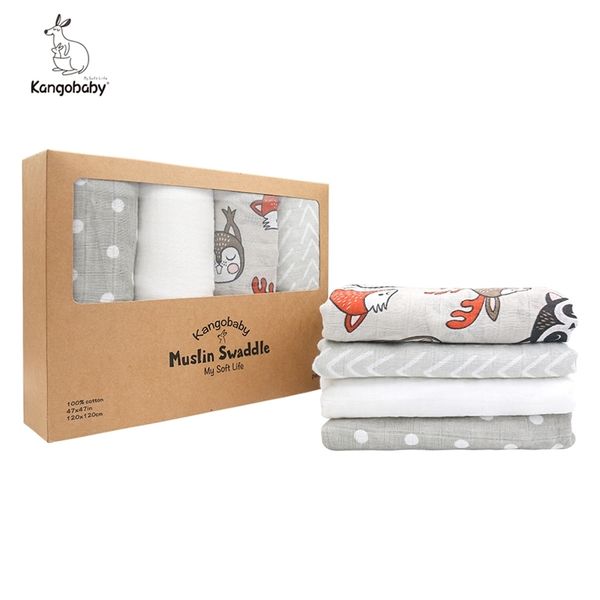 

120x120cm organic cotton muslin swaddle blankets baby wrap born decor pography manta bedding stroller cover 4pcspack 220816