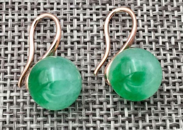 

natural 10mm green emerald gem gold plating earrings, Silver