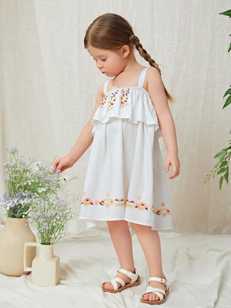 

toddler girls floral print ruffle detail tank dress she, Red;yellow