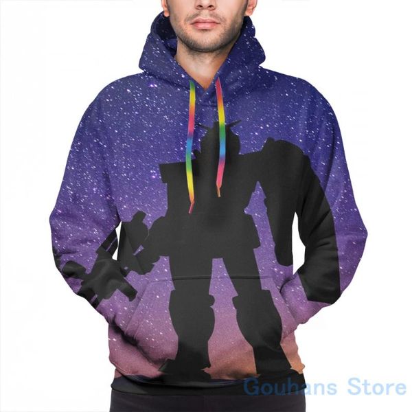 Herren Hoodies Sweatshirts Herren Sweatshirt für Frauen Lustiger Gundam At Night Print Lässiger Hoodie StreatwearHerren