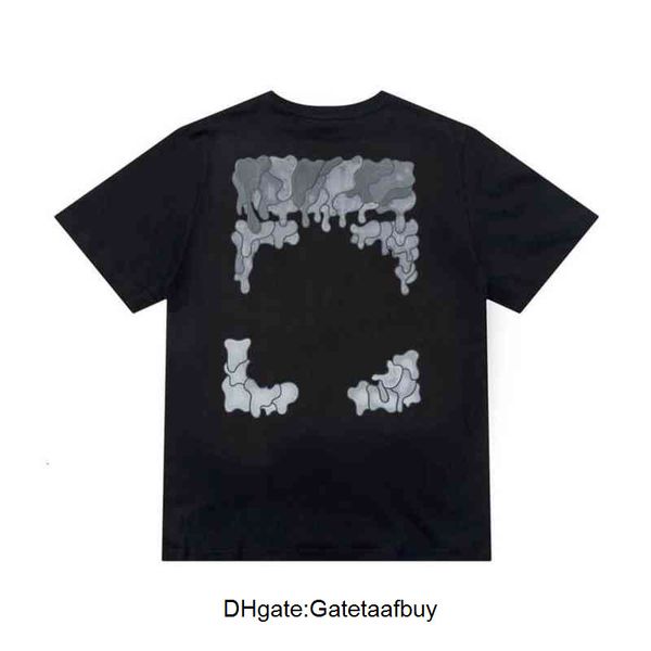 

fashion mens offs brand t shirts designer classic back arrow melt gradient t-shirt luxury 3d letter print casual loose clothing women top, White;black