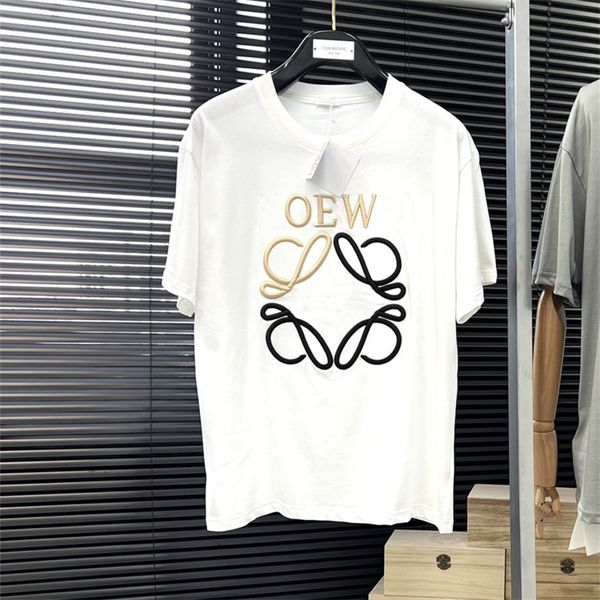 

spring new couple embroidery casual neck t-shirt for men women alike 80% off factory wholesale, White