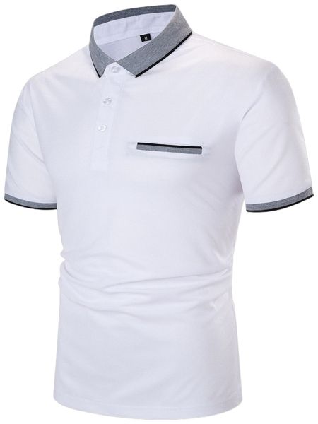 

men contrast collar polo shirt w6c9#, White;black