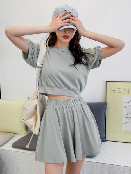 

dazy puff sleeve pullover & wide leg shorts i00m#, White