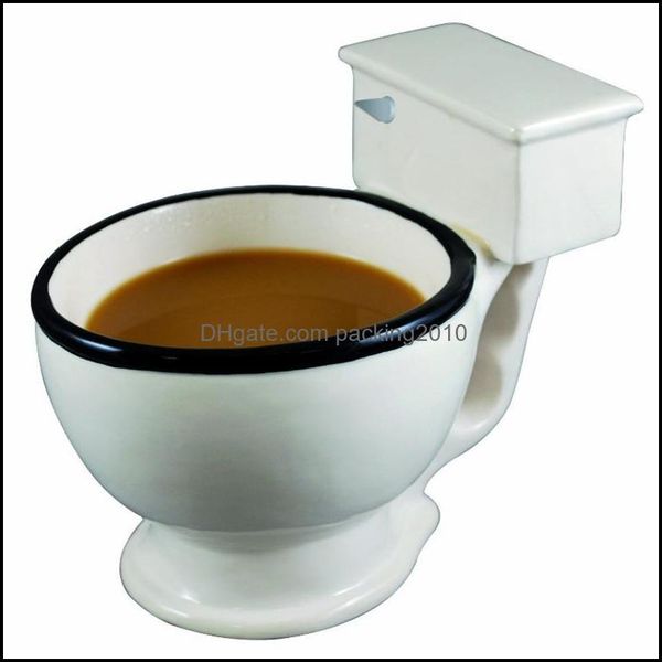 Tazze Bicchieri Cucina Sala da pranzo Bar Casa Giardino Novità Creativa Spoof Wc Toilette Tazza in ceramica con manico 300 ml Caffè Tè Latte Dh9Fk