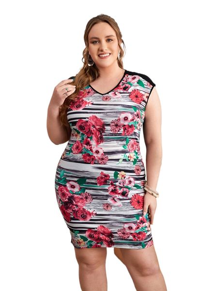 

emery rose plus floral print bodycon dress k7uv#, Black