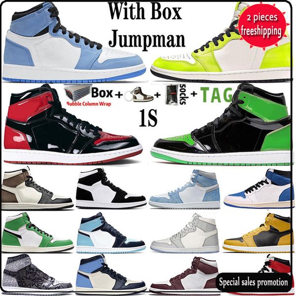 

2022 with box 1 og 1s mens basketball shoes rebellionaire heritage bordeaux bred patent hyper royal university blue obsidian dark mocha wome, Black