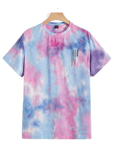 

men tie dye slogan graphic tee v4sb#, White;black