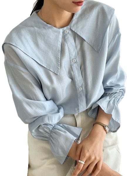 

dazy sailor collar flounce sleeve blouse h7uw#, White