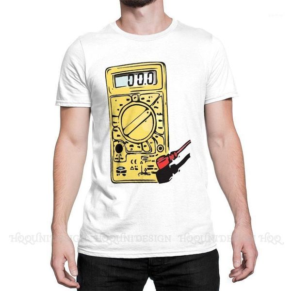 Мужские футболки электрик, инженер-электрик, футболка с мультиметром, дизайн с круглым вырезом, хлопковая рубашка с короткими рукавами и круглым вырезом для взрослых