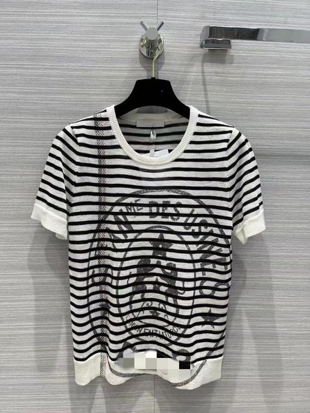 

2022 spring summer milan runway sweaters o neck short sleeve high end jacquard pullover women's designer clothing 0420-01, White;black