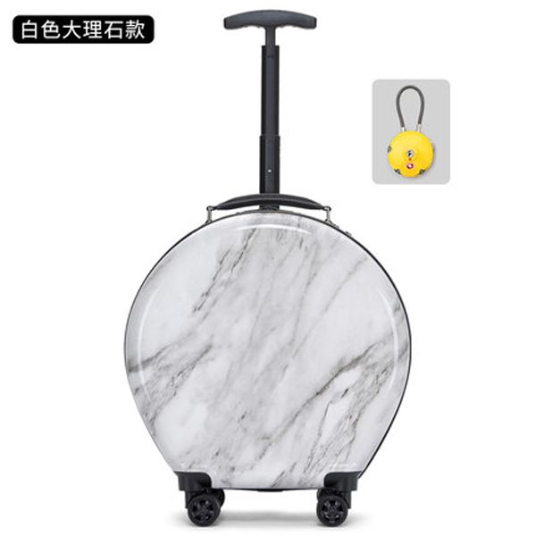 Boutique Milk bag Marble Hat Box Minimalista ABS Borsa rotonda in finta pelle di coccodrillo Tracolla staccabile Usi multipli Borsone da viaggio Borsone da viaggio