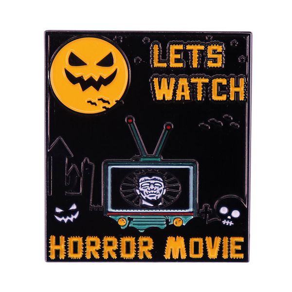 

let s watch the horror movie scene brooch gothic art badge, Blue