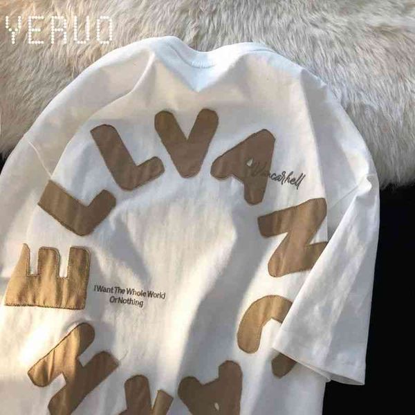

fashion brand letter printed cotton t-shirt men's short sleeve streetwear women clothes loose tee, White;black