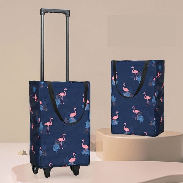 

foldable vegetable market shopping bag for groceries cart with wheel trolley on wheels bolsa compra supermarket reusable w220427
