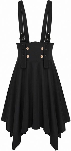 

nikole women plus size suspender braces skirt high waist overall pinafore dress x54k#, Black;gray
