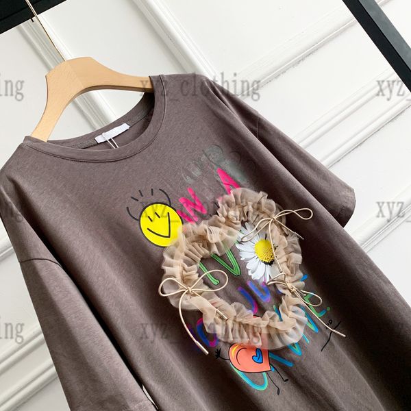 

black lace 2022 summer brand womens t shirts designer tees smile printing t shirt loose t-shirt high-end t-shirts fashion cotton short sleev, White