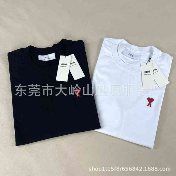 

designerami small fashion red heart black and white round neck brand t-shirt high quality