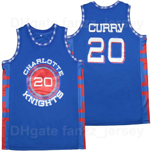 

charlotte christian high school knights 20 stephen curry jerseys movie basketball team color blue hipÂ hop breathable pure cotton hiphop for, Black