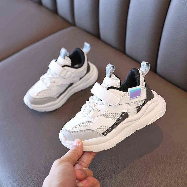 

boys sneakers 2022 spring new children fashion versatile solid purple casual mesh sports shoes for girls non-slip hook & loop pu g220527, Black;red