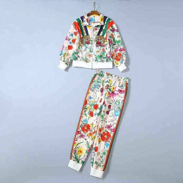 

two piece dress women's autumn winter two piece set three-dimensional sequin tiger head jacket + printed trousers fashion casual suit y, White