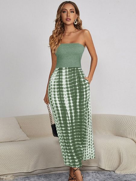 

solid tie dye tube dress o6t0#, Black;gray