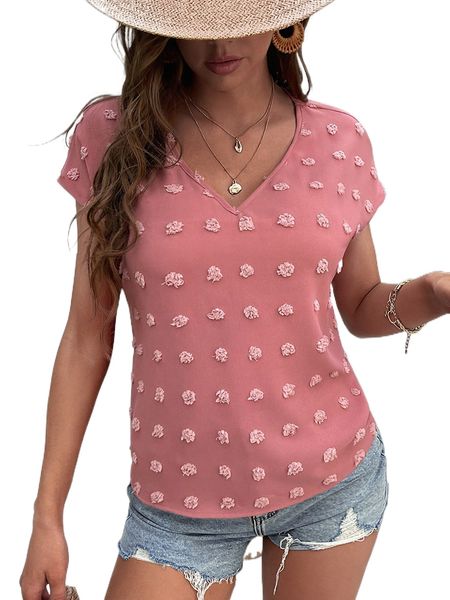 

swiss dot batwing sleeve blouse j5sz#, White