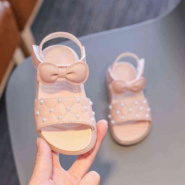 Sandali da bambina Sandali da principessa con fiocco moda Comode scarpe basse antiscivolo per bambini Scarpe da spiaggia casual per bambini 1-7 anni G220523